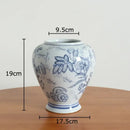DecorBites™ Blue & White Porcelain Vase Pot for Stylish Room Aesthetic Decor & Flowers