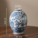 DecorBites™ Blue & White Porcelain Vase Pot for Stylish Room Aesthetic Decor & Flowers