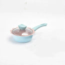 Flower edged pink & light blue baby food pot kitchen cookware set