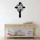 Flower Cross Metal Wall Art – Christian Faith Floral Religious Home Decor
