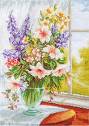 Flowers at the Window BU4015L Counted Cross-Stitch Kit