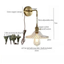 Fluted brass glass led wall sconce for bedroom