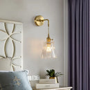 Fluted brass glass led wall sconce for bedroom