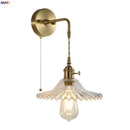 Fluted brass glass led wall sconce for bedroom
