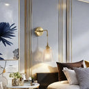 Fluted brass glass led wall sconce for bedroom