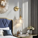 Fluted brass glass led wall sconce for bedroom