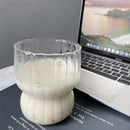 Fluted clear glass coffee mug kitchen ribbed tumbler