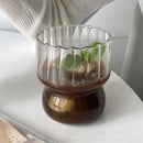 Fluted clear glass coffee mug kitchen ribbed tumbler
