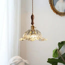 Fluted glass led pendant lamp with brass accents for dining room