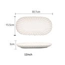 Fluted petal white ceramic dinnerware set dining room gold trim
