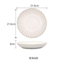 Fluted petal white ceramic dinnerware set dining room gold trim