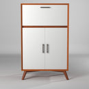 Flynn Large Bar Cabinet, Chestnut/White
