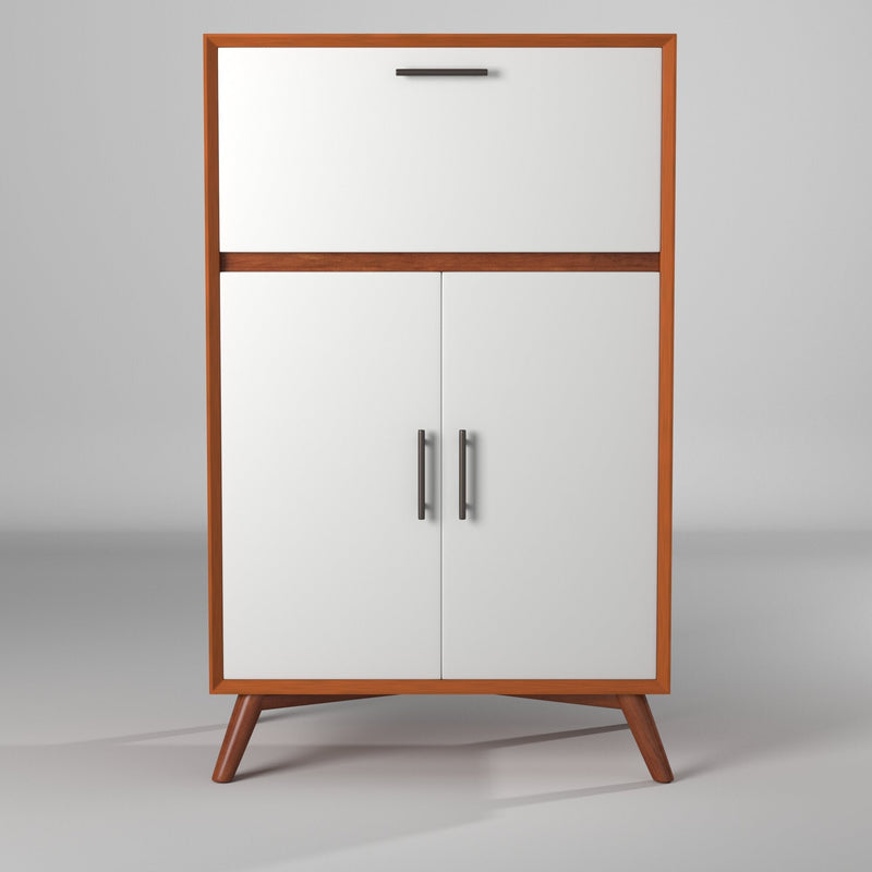 Flynn Large Bar Cabinet, Acorn/White