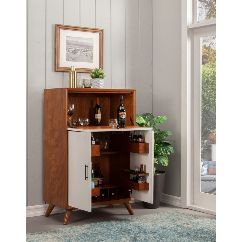 Flynn Large Bar Cabinet, Acorn/White