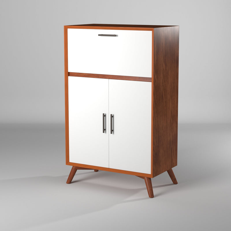 Flynn Large Bar Cabinet, Acorn/White