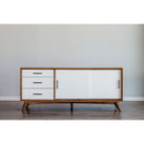 Flynn Large TV Console, Chestnut/White