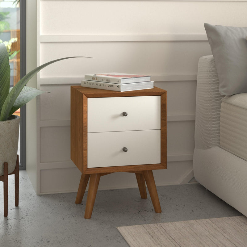 Flynn Nightstand, Acorn/White