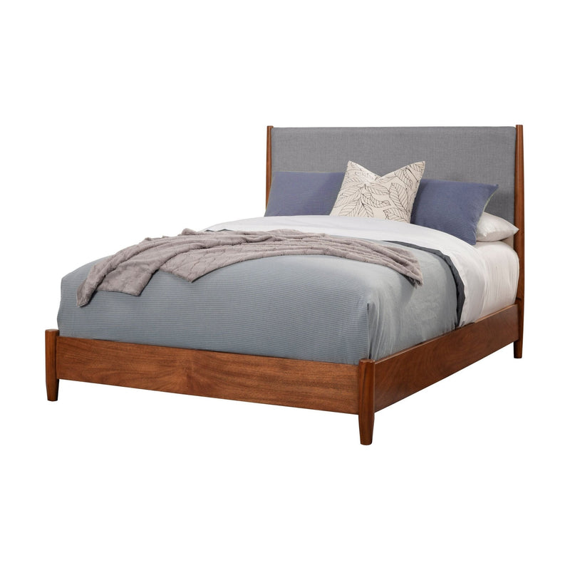 Flynn Panel Bed, Cherry Acorn/Grey