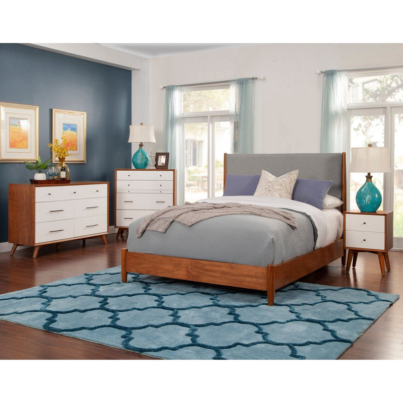 Flynn Panel Bed, Cherry Acorn/Grey