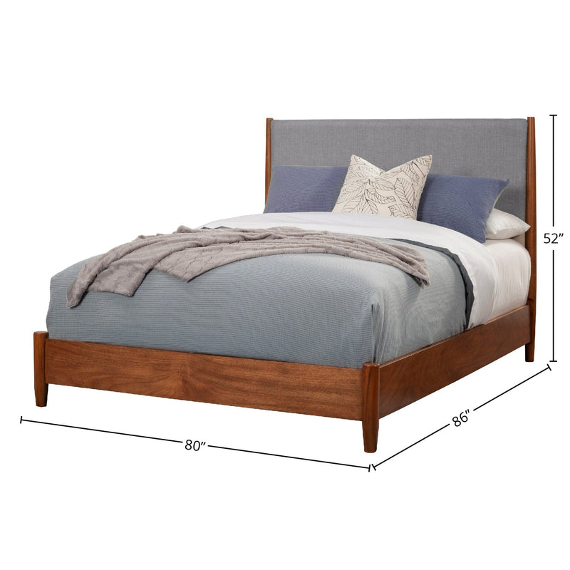 Flynn Panel Bed, Cherry Acorn/Grey