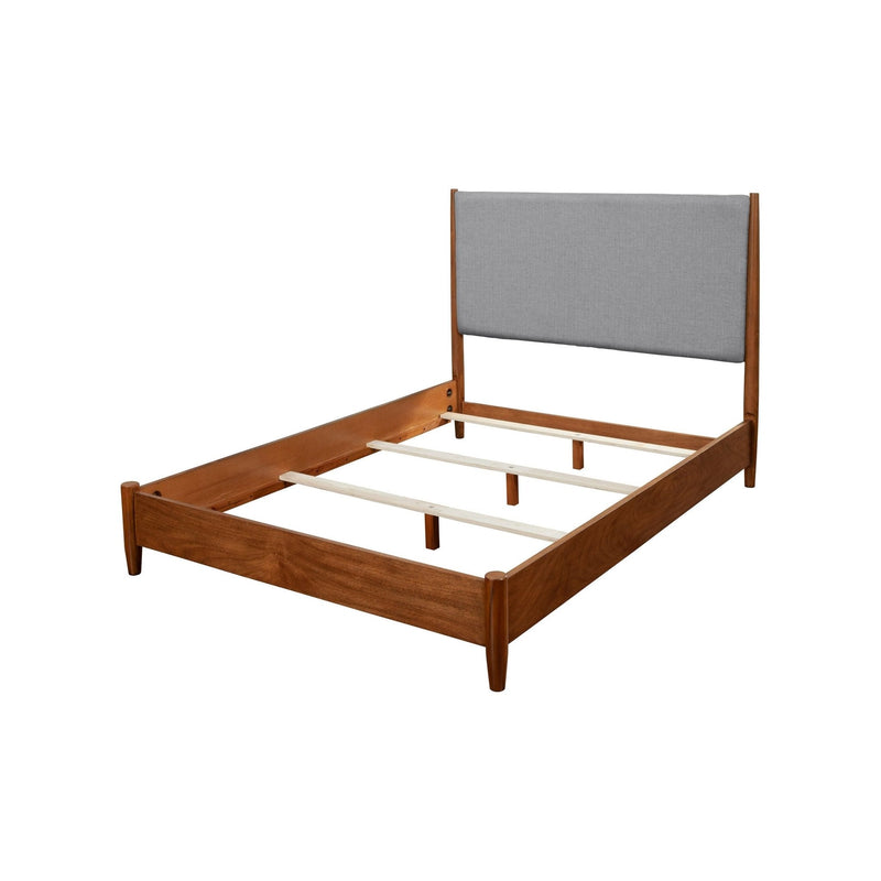 Flynn Panel Bed, Cherry Acorn/Grey