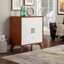 Flynn Small Bar Cabinet, Chestnut/White
