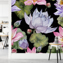 Contemporary Dark Wallpaper with Large Flowers Fashionable