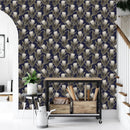 Dark Wallpaper with Exotic Flowers