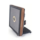 Wooden electronic device with screen on a white background