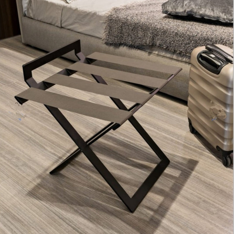 Foldable Luxury Luggage Rack with Genunie Leather Straps For Guest Room