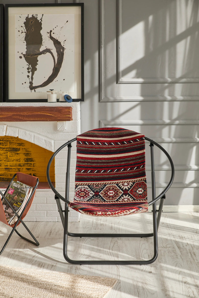 foldable metal frame turkish kilim chair product shot