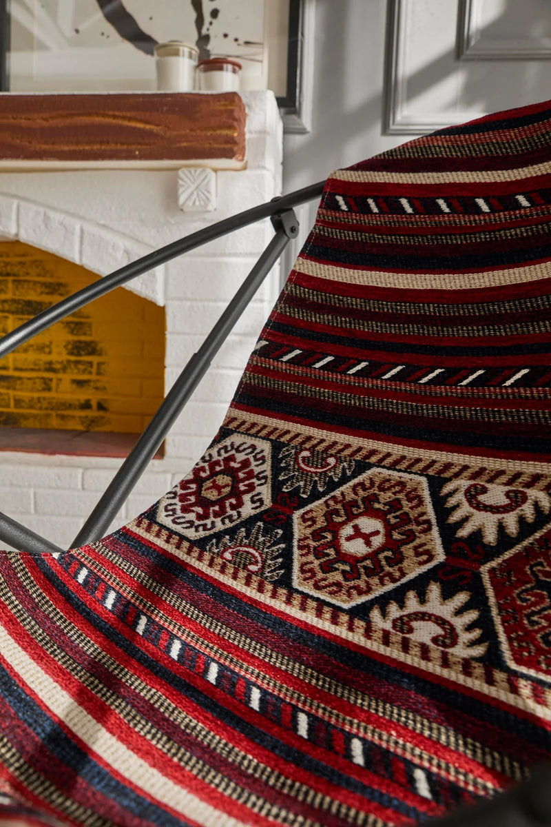 foldable metal frame turkish kilim chair product shot closeup