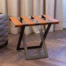 Ashley-Foldable Metal Luggage Rack with Genuine Leather