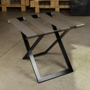 Ashley-Foldable Metal Luggage Rack with Genuine Leather