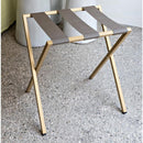 Boise-Foldable Metal Luggage Rack with Genuie Leather