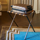 Carson-Foldable Metal Luggage Rack with Genuie Leather