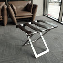 Foldable Metal Luggage Rack with Genuie Leather