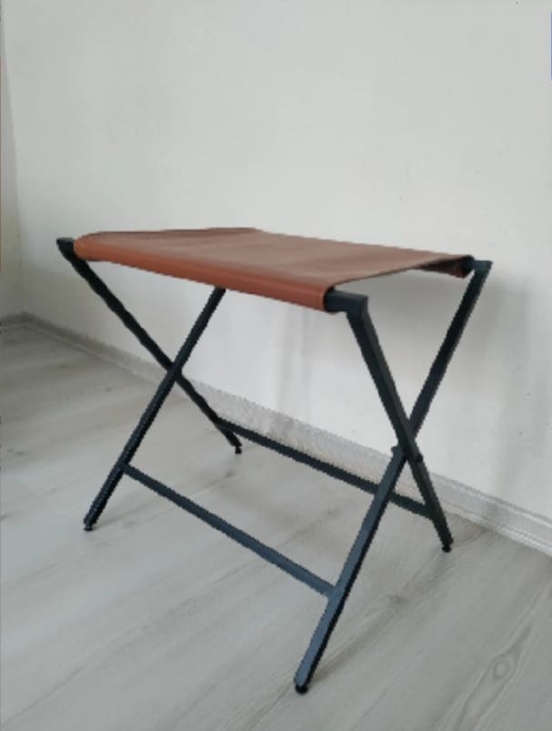 Foldable Metal Suitcase Rack with Genuie Leather