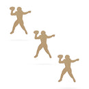 3 Football Players Unfinished Wooden Shapes Craft Cutouts DIY Unpainted 3D Plaques 4 Inches