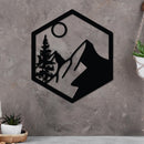 Moonlit Mountain in Hexagon Sign
