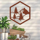 Forest with Mountain in Hexagon Sign
