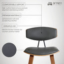 Fox Counter Height Grey Faux Leather Bar Stool Walnut Wood