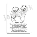 Framed black and white dog breed poetry poster set living room decor