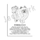 Framed black and white dog breed poetry poster set living room decor