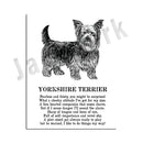 Framed black and white dog poetry poster living room wall art
