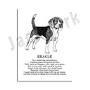 Framed black and white dog poetry poster living room wall art