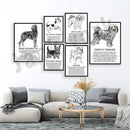 Framed black and white dog poetry poster living room wall art