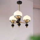 French bauhaus black & brass glass globe ceiling chandelier bedroom