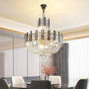 French bead chain crystal chandelier gold and chrome dining room