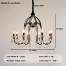 French black e14 candle chandelier pearl crystal living room light